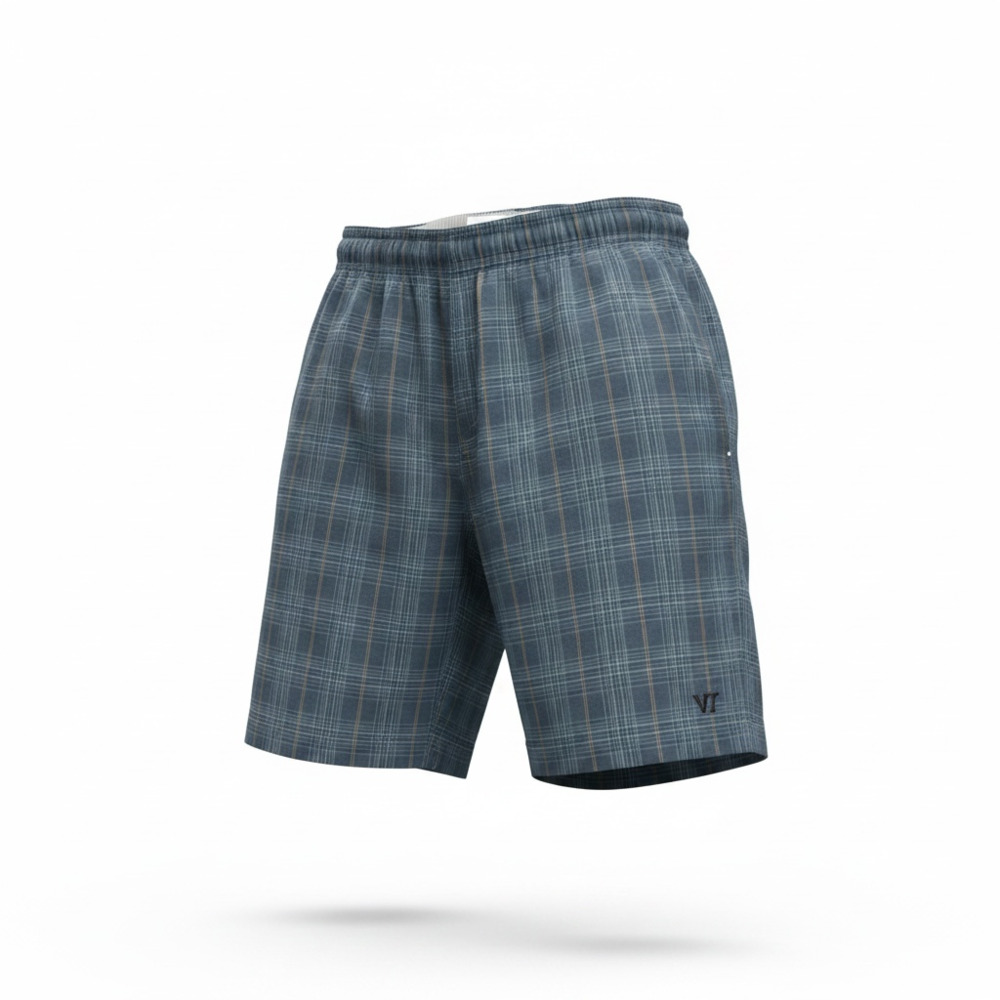 Warrior Men's Blue Plaid Athletic Shorts Medium
